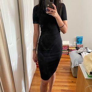 Zara Mock Neck Rib Midi Dress